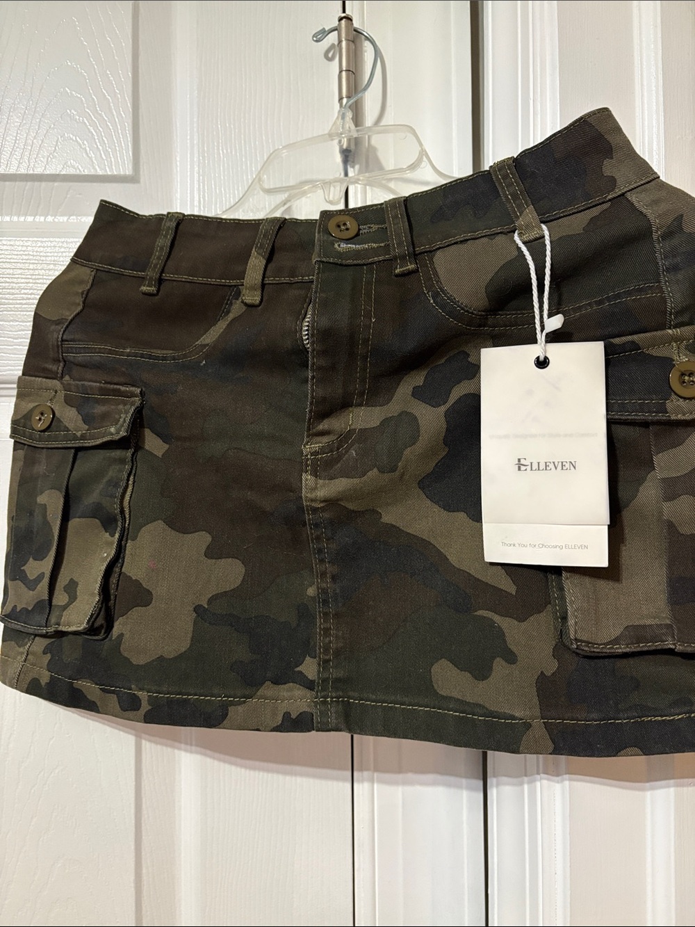 Camouflage Cargo Mini Skirt - Green Camo